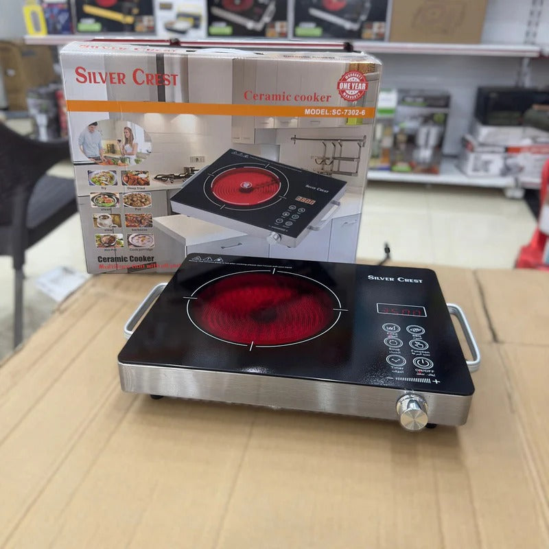 Silver Crest Electric Ceramic Hot Plate – Safe, Stylish & Quick Cooking