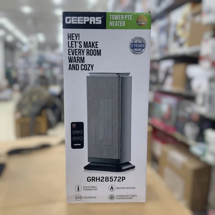 Geepas Tower PTC Heater – GRH28572P | Quick, Quiet & Powerful Heating for Every Room