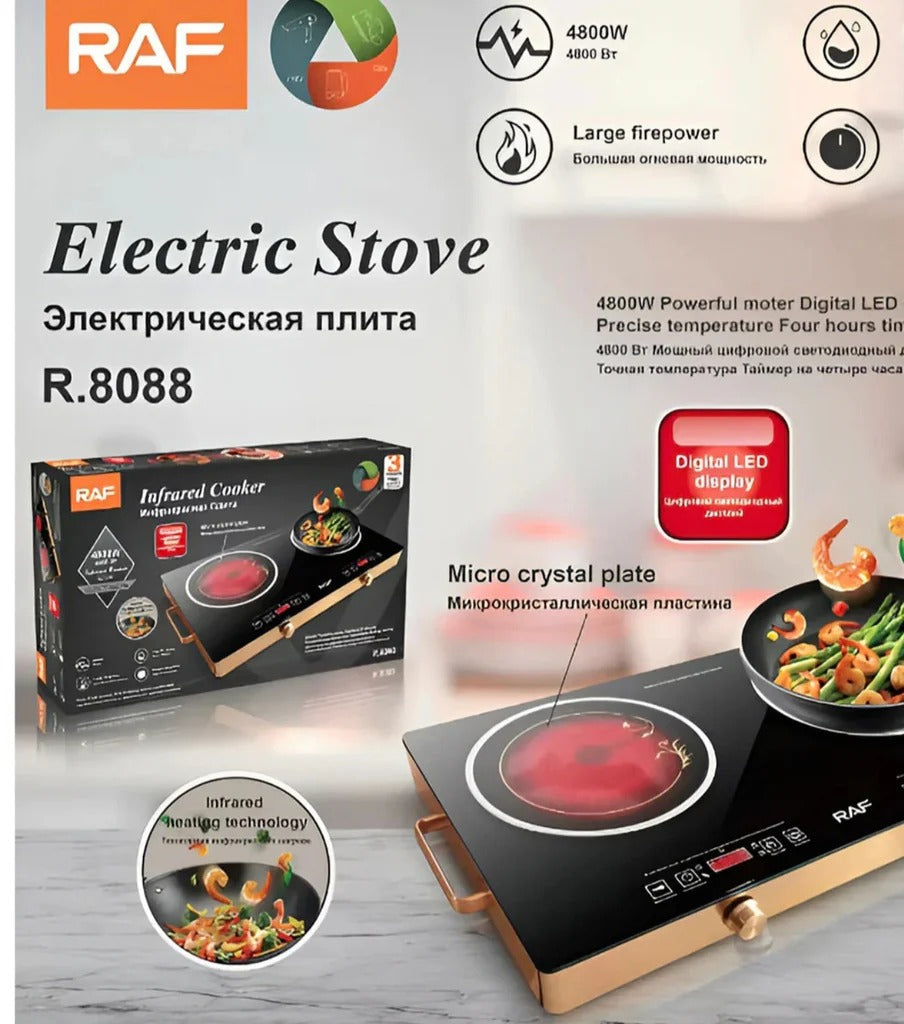 RAF Electric & solar Infrared Cooker R.8808 Double Burner 7000 Watts